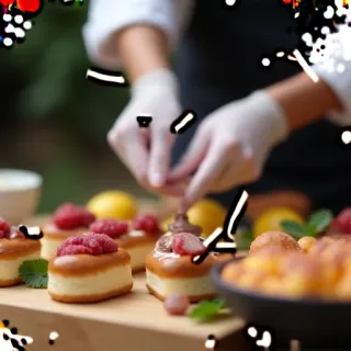 DF sample 3 of 4 for the prompt "a chef's display of ingredients and pastry creations"