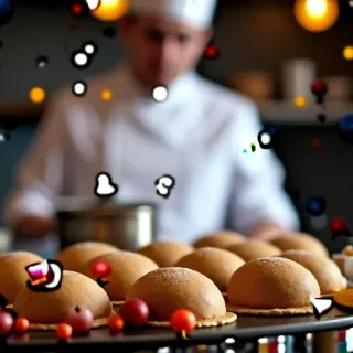 PG sample 1 of 4 for the prompt "a chef's display of ingredients and pastry creations"